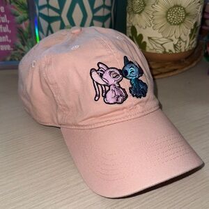 Pink Baseball Cap with Embroidered Characters